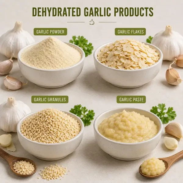 Dehydrated Garlic Powder, flakes, Granules, Paste