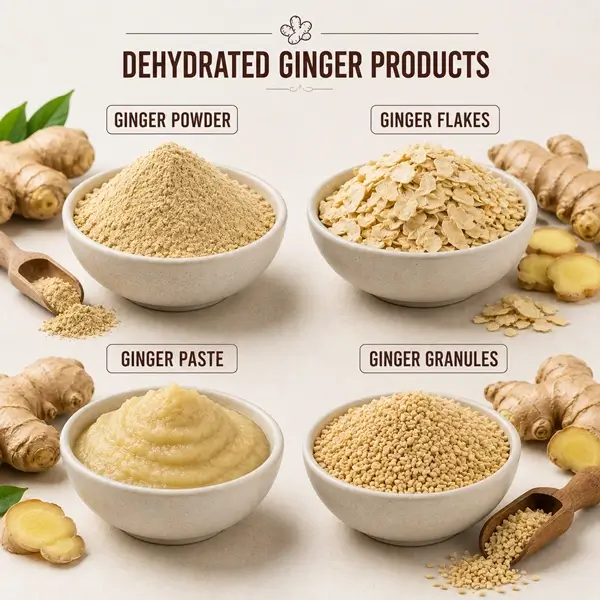 Dehydrated Ginger Powder powder and slices